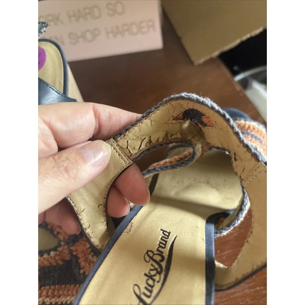 Lucky brand Crochet Summer Wedge Heels 8.5 Blue & Orange